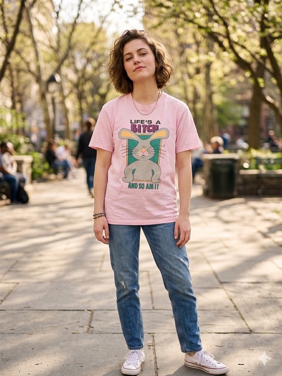 Screen Stars Other - Vintage 80s "Life's A B*tch" Single Stitch Pink Graphic T-Shirt L